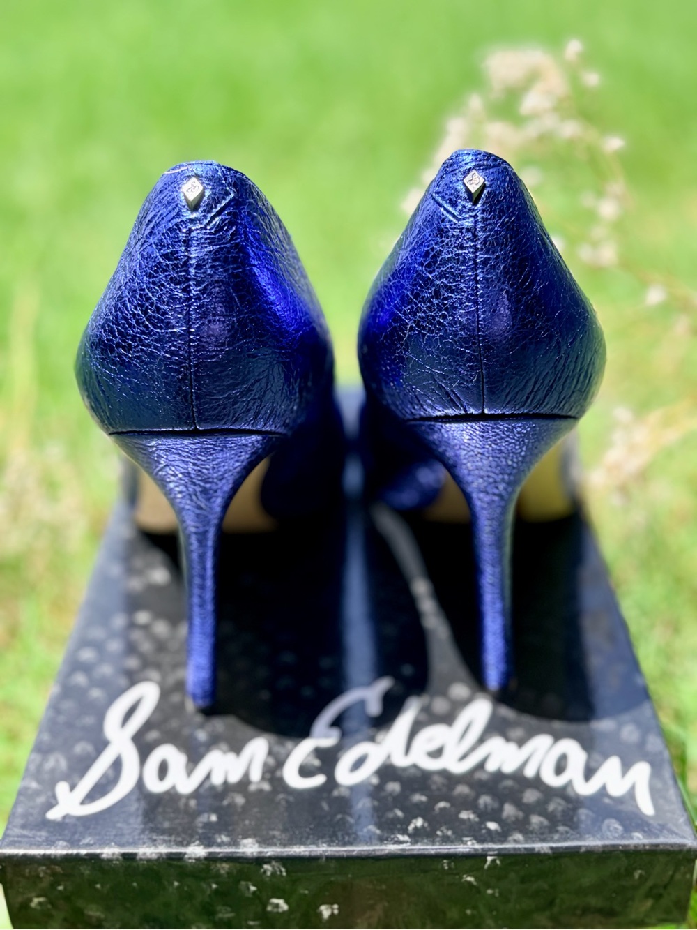 Sam Edelman Shimmering Cobalt Pointed Toe Flats - Picture 3 of 5